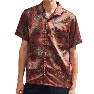 Urban Outfitters Satin Paisley Shirt Men's Small Retro Resort Festival Vacation